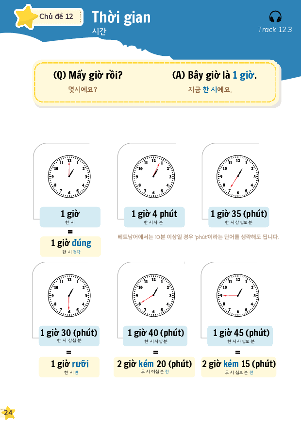 베트남어 어휘: 일상회화 12가지 주제 (초급)